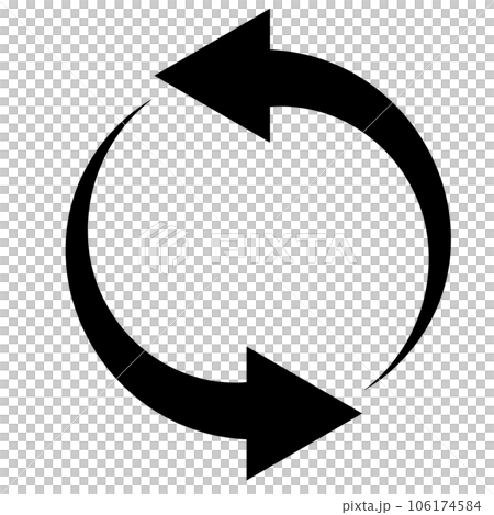 ぐるぐるカーブを描く2つの矢印（再利用、リユース、リサイクルなどにも） 106174584