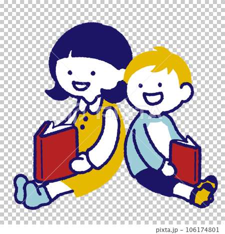 children reading a book together 106174801