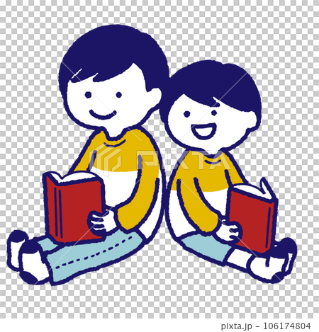 男孩兄弟一起看書 106174804