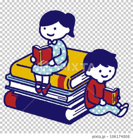 一個孩子讀一本書的插圖 一個孩子讀一本書的插圖 106174808