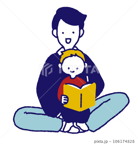 読み聞かせをする親子 106174828