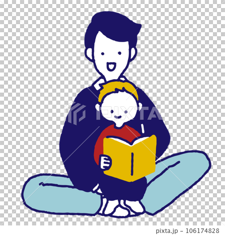 読み聞かせをする親子 106174828