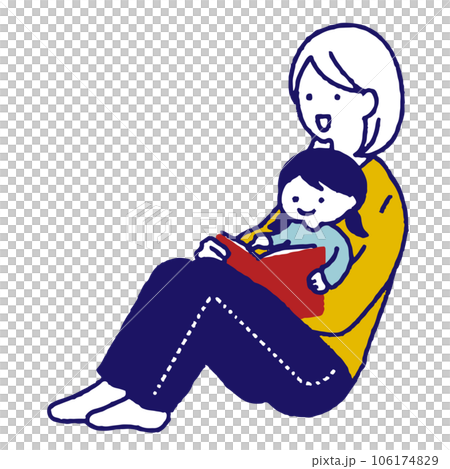 母親和女兒大聲朗讀 106174829