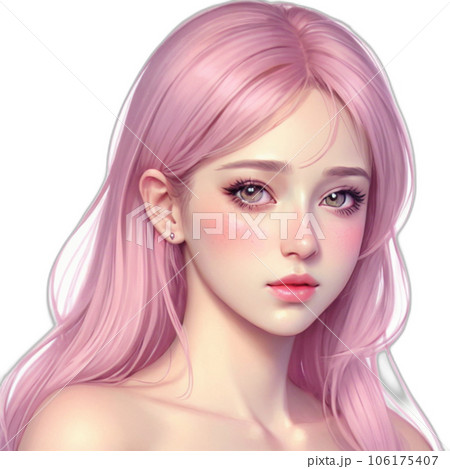 ピンクヘアの女性 106175407