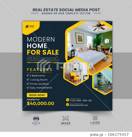 real estate house social media post or square banner real estate house social media post or square banner 106175457