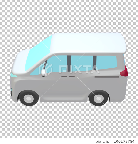 自動車のイラスト素材　デフォルメ　ミニバン　白（1_h） 106175784