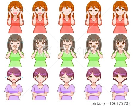 いろいろな泣き顔の3人の女性セット いろいろな泣き顔の3人の女性セット 106175785