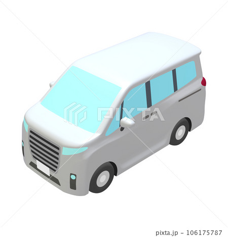 自動車のイラスト素材　デフォルメ　ミニバン　白（1_i） 106175787