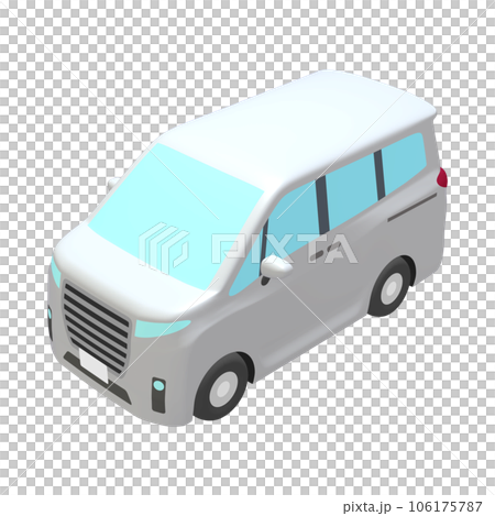 自動車のイラスト素材　デフォルメ　ミニバン　白（1_i） 106175787