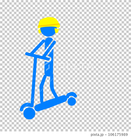 電動キックボードに乗る人のイラスト。ヘルメットを被り電動キックスケートに乗る人のアイコン 電動キックボードに乗る人のイラスト。ヘルメットを被り電動キックスケートに乗る人のアイコン 106175989