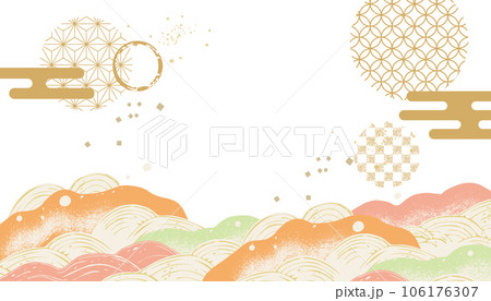 海　波のある和風背景イラスト 106176307