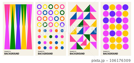 Vector set of abstract geometric backgrounds. Color vertical poster. Vector illustration 106176309