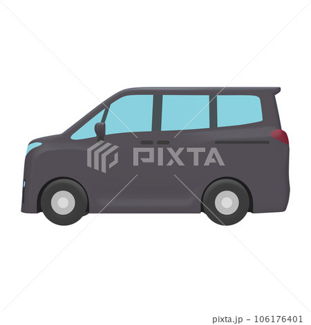 自動車のイラスト素材 デフォルメ ミニバン 黒(1_1) 自動車のイラスト素材 デフォルメ ミニバン 黒(1_1) 106176401
