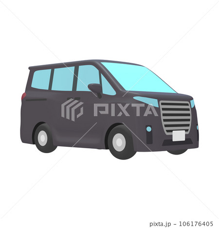 自動車のイラスト素材　デフォルメ　ミニバン　黒（1_4） 106176405