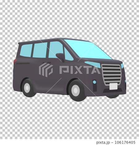 自動車のイラスト素材　デフォルメ　ミニバン　黒（1_4） 106176405