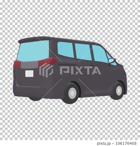 自動車のイラスト素材　デフォルメ　ミニバン　黒（1_6） 106176408
