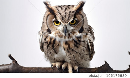 Wise owl photo realistic illustration - Generative AI. 106176680