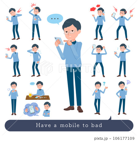 スマホを使って不幸せなお父さんのセット スマホを使って不幸せなお父さんのセット 106177109