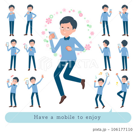 スマホを使って楽しむお父さんのセット スマホを使って楽しむお父さんのセット 106177110