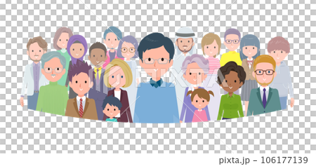 A set of dads standing in front of a crowd A set of dads standing in front of a crowd 106177139