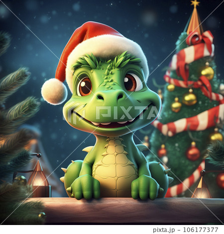 Cute green dragon symbol of the year 2024 according to the Chinese calendar 106177377