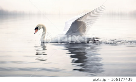 Graceful swan photo realistic illustration - Generative AI. 106177439