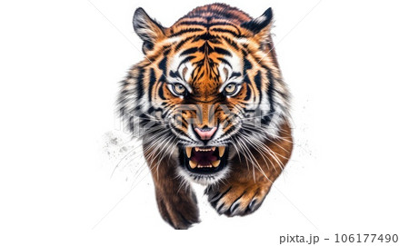 Fierce tiger photo realistic illustration - Generative AI. 106177490