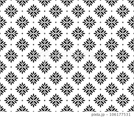 Flower geometric pattern. Seamless vector background. Black and white ornament 106177531