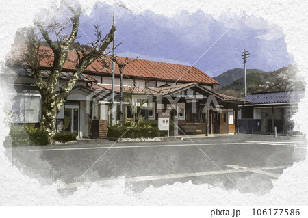 水彩画風 若桜駅 駅舎 鳥取県八頭郡若桜町 水彩画風 若桜駅 駅舎 鳥取県八頭郡若桜町 106177586