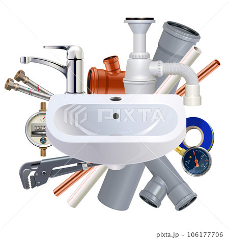 Vector Sanitary Engineering Concept with Sink 106177706