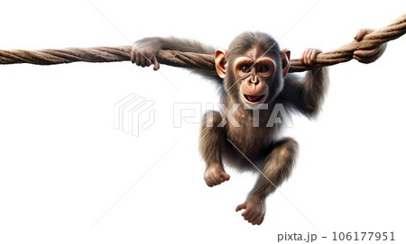 Energetic macaque monkey photo realistic illustration - Generative AI. 106177951