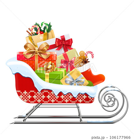 Vector Christmas Red Sled with Gifts 106177966
