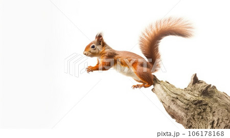 Red squirrel photo realistic illustration - Generative AI. 106178168