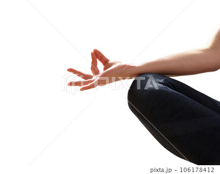 Isolated  woman detail relaxing in yoga position 106178412