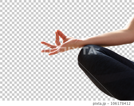 Isolated woman detail relaxing in yoga position Isolated woman detail relaxing in yoga position 106178412