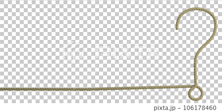 Isolated 3d rendering of a rope with question mark Isolated 3d rendering of a rope with question mark 106178460