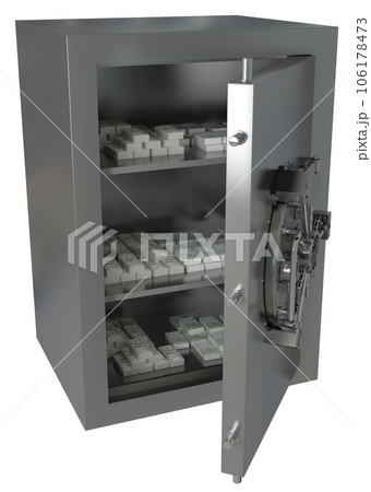 Isolated 3d rendering of a secure strongbox to protect bank money Isolated 3d rendering of a secure strongbox to protect bank money 106178473