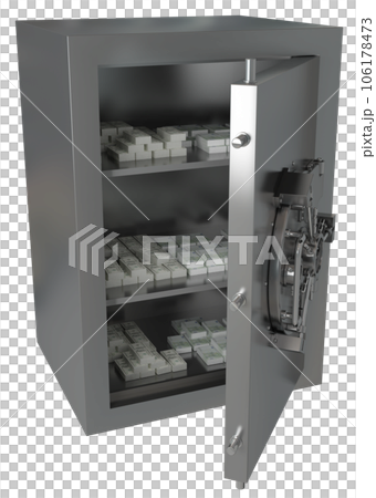 Isolated 3d rendering of a secure strongbox to protect bank money Isolated 3d rendering of a secure strongbox to protect bank money 106178473