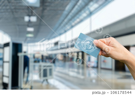 Concept of making financial payments in stores using a virtual card. 106178544