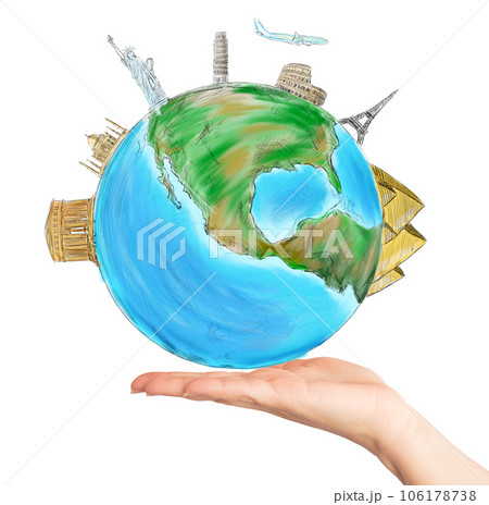 Sketch of the world with some of the principal monuments Sketch of the world with some of the principal monuments 106178738