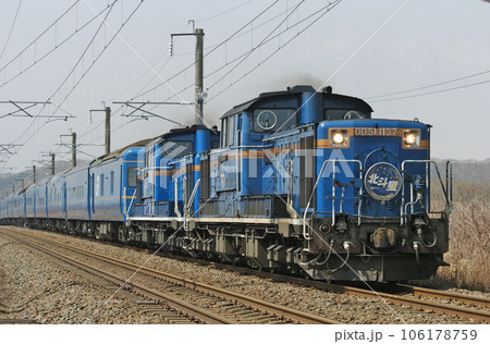 室蘭本線　白老ー錦岡　JR北海道　DD51-1137（函館）＋24系　北斗星 106178759