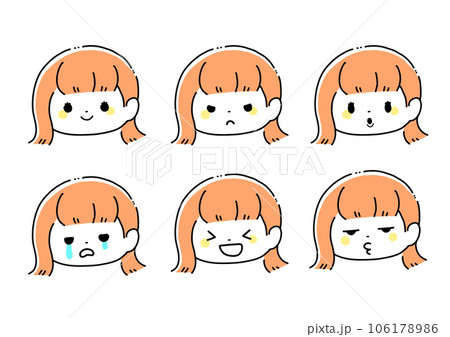 かわいい女の子表情セット かわいい女の子表情セット 106178986