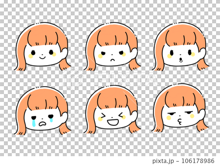 かわいい女の子表情セット かわいい女の子表情セット 106178986