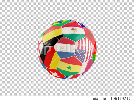 3d rendering of football soccerball with team national flags of qatar 2022 3d rendering of football soccerball with team national flags of qatar 2022 106179237