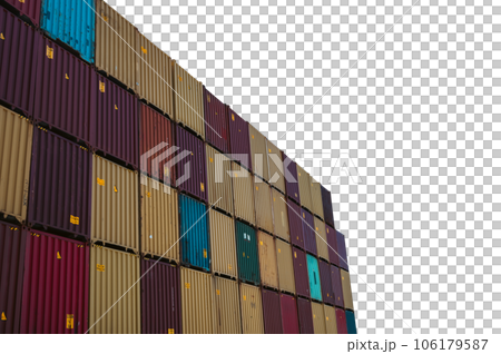 Cargo depot in the port ready for interntional shipment Cargo depot in the port ready for interntional shipment 106179587