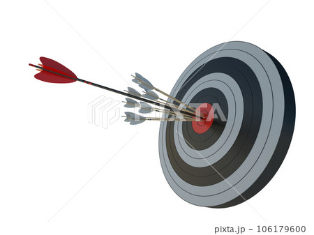 Target to hit, concept of aim for business success. 3d render Target to hit, concept of aim for business success. 3d render 106179600