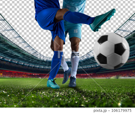 Soccer  player play with soccerball during a football match 106179975