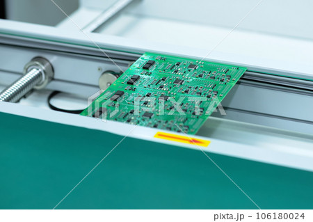 stage of PCB production on the conveyor of automatic production line 106180024