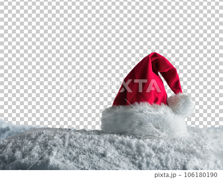 Christmas background of  santa claus hat over the snow 106180190