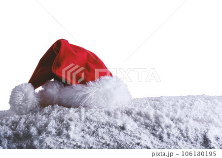 Christmas background of  santa claus hat over the snow 106180195